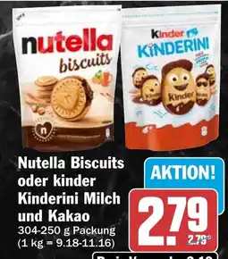 HIT Nutella Biscuits oder Kinder Kinderini Milch und Kakao Angebot