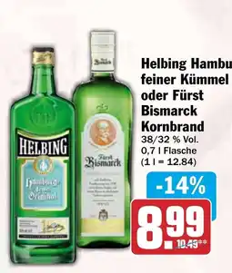 HIT Helbing Hamburg Original oder Fürst Bismarck Kornbrand Angebot
