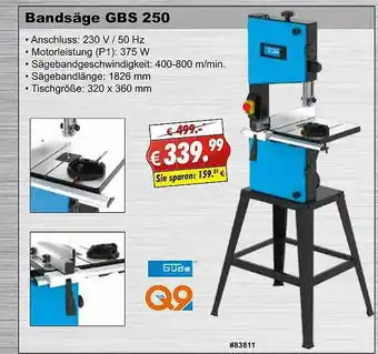 Stabilo Fachmarkt Güde Bandsäge Gbs 250 Angebot