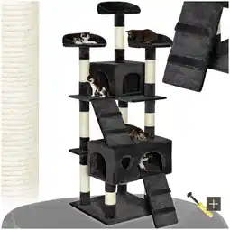 Netto Marken-Discount tectake Kratzbaum, 170 cm, mit 2 Katzenhäusern, inklusive 2 Treppen und Kippschutz Angebot