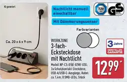 Aldi Nord WORKZONE 3-fach Ecksteckdose mit Nachtlicht Angebot