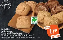 tegut Naturland Herzberger Bio-Dinkel- oder -Haferbrötchen Angebot
