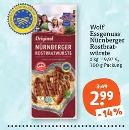 tegut Wolf Essgenuss Nürnberger Rostbratwürste Angebot