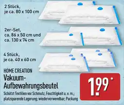 Aldi Nord HOME CREATION Vakuum-Aufbewahrungsbeutel Angebot