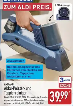 Aldi Nord AMBIAINO Akku-Polster- und Teppichreiniger Angebot