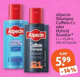 tegut Alpecin Shampoo Coffein C1 oder Hybrid Sensitiv Angebot