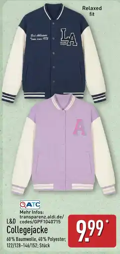 Aldi Nord L&D Collegejacke Angebot