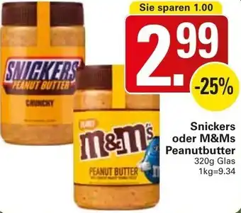 WEZ Snickers oder M&M's Peanutbutter 320g Angebot