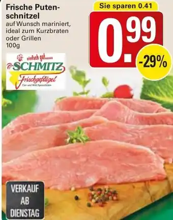 WEZ Frische Putenschnitzel 100g Angebot