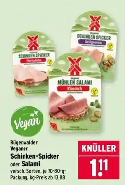 Wasgau Rügenwalder Veganer Schinken-Spicker oder Salami Angebot