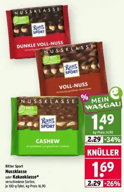 Wasgau Ritter Sport Nussklasse Angebot