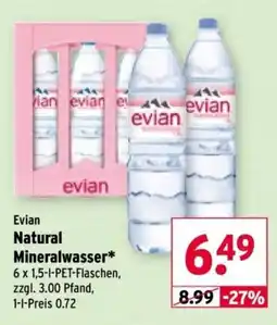 Wasgau Evian Natural Mineralwasser Angebot