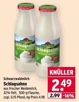 Wasgau Schwarzwaldmilch Schlagsahne Angebot