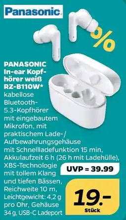 Netto PANASONIC In-ear Kopfhörer weiß RZ-B110W Angebot