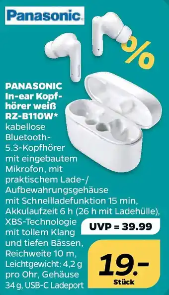 Netto PANASONIC In-ear Kopfhörer weiß RZ-B110W Angebot