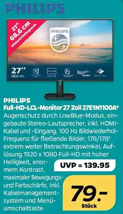 Netto PHILIPS Full-HD-LCL-Monitor 27 Zoll 27E1N1100A Angebot