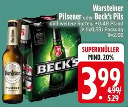 Edeka Warsteiner Pilsener oder Beck's Pils Angebot