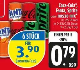 Edeka Coca-Cola, Fanta, Sprite oder mezzo mix Angebot