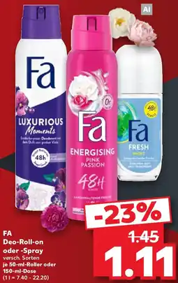 Kaufland FA Deo-Roll-on oder Spray Angebot