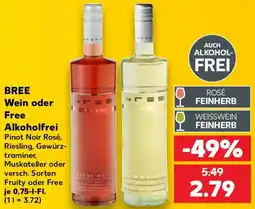 Kaufland BREE Wein oder Free Alkoholfrei Angebot
