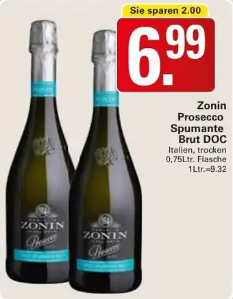 WEZ Zonin Prosecco Spumante Brut DOC 0,75L Angebot