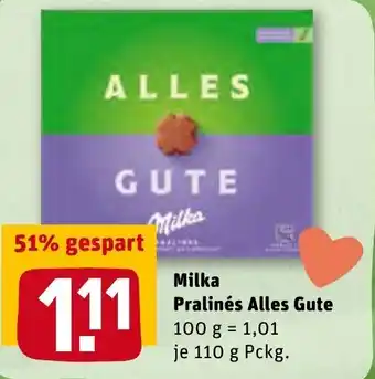 REWE Milka Pralinés Alles Gute 110g Angebot