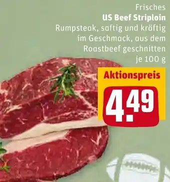 REWE Frisches US Beef Striploin 100g Angebot