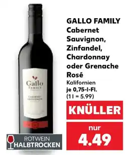 Kaufland GALLO FAMILY Cabernet Sauvignon, Zinfandel, Chardonnay oder Grenache Rosé Angebot