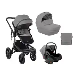 Netto Marken-Discount Kikkaboo Kombikinderwagen Irene 3 in 1 Babywanne Autositz Adapter Wickeltasche grau/schwarz Angebot