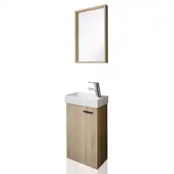 Netto Marken-Discount Gäste WC Badmöbel Set Waschbecken mit Unterschrank inkl. Armatur klein Sonoma Angebot