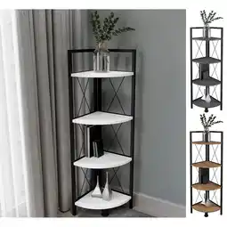Netto Marken-Discount VCM Holz Metall Eckregal Aufbewahrung Stand Regal Bücherregal Deko Bücher Standregal Insasi 4 Angebot