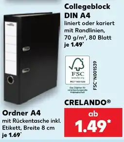 Kaufland Collegeblock DIN A4 CRELANDO Angebot