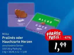 KONSUM Milka Pralinés oder Hauchzarte Herzen Angebot