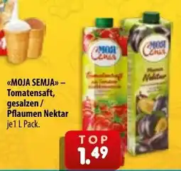 Mix Markt MOJA SEMJA Tomatensaft, gesalzen / Pflaumen Nektar Angebot