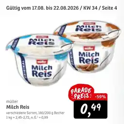 KONSUM müller Milch Reis Angebot