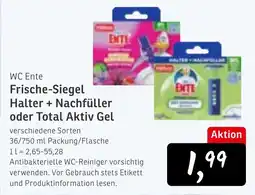 KONSUM WC Ente Frische-Siegel Halter + Nachfüller oder Total Aktiv Gel Angebot