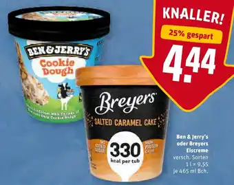 REWE Ben & Jerry's oder Breyers Eiscreme  465ml Becher Angebot