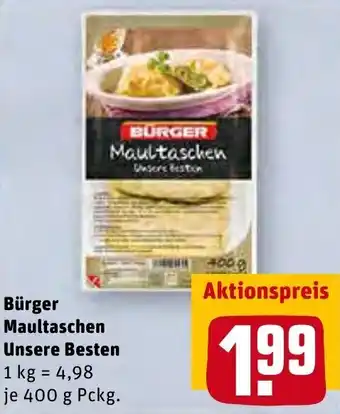 REWE Bürger Maultaschen Unsere Besten 400g Angebot