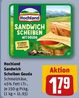 REWE Hochland Sandwich Scheiben Gouda Schmelzkäse Angebot