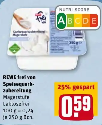 REWE Rewe frei von Speisequarkzubereitung 250g Becher Angebot