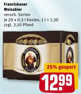 REWE Franziskaner Weissbier 20x0,5L Angebot