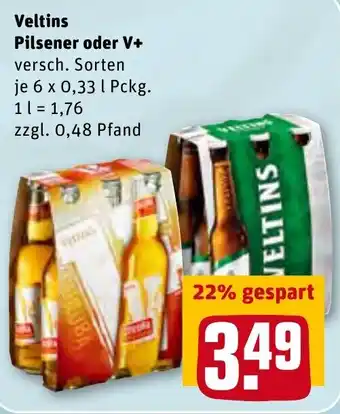 REWE Veltins Pilsener oder V+ 6x0,33L Angebot