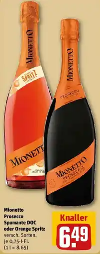 REWE Mionetto Spumante DOC oder Orange Spritz Angebot