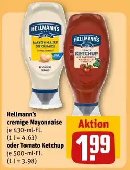REWE Hellmann's cremige Mayonnaise oder Tomato Ketchup Angebot