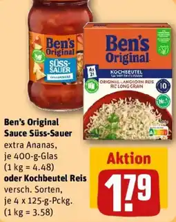 REWE Ben's Original Sauce Süss-Sauer oder Kochbeutel Reis Angebot