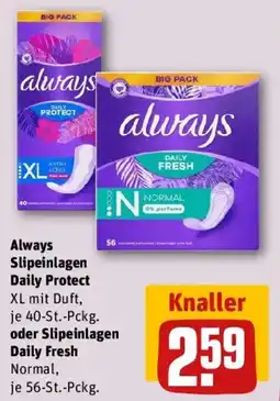 REWE Always Slipeinlagen Daily Protect oder Slipeinlagen Daily Fresh Angebot