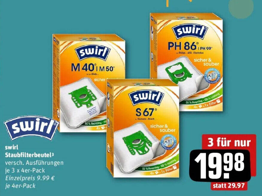 swirl Staubfilterbeutel Angebot bei REWE