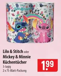 Famila Nord Ost Lilo & Stitch oder Mickey & Minnie Küchentücher Angebot