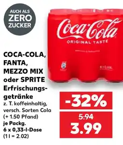 Kaufland COCA-COLA, FANTA, MEZZO MIX oder SPRITE Erfrischungsgetränke Angebot