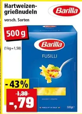 Thomas Philipps Barilla Hartweizengriessnudeln 500g Angebot